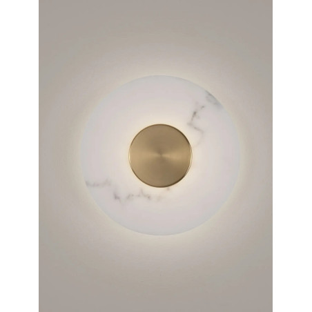 Kinkiet okrągły modern Aprano 30cm LED 3000K imitacja alabastru / złoty mosiądz