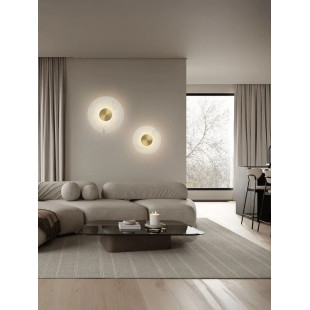 Kinkiet okrągły modern Aprano 30cm LED 3000K imitacja alabastru / złoty mosiądz