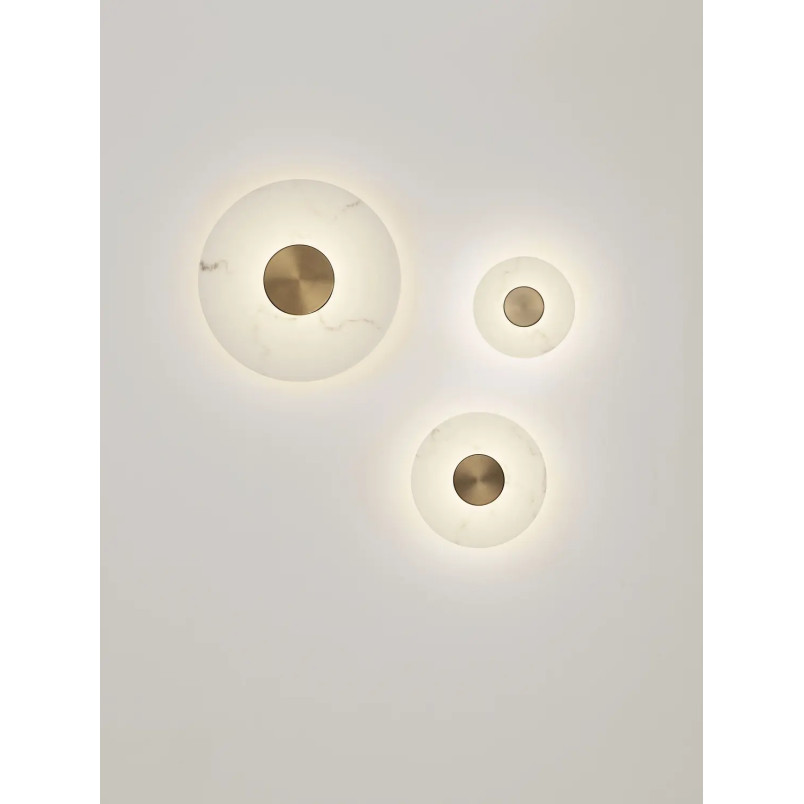 Kinkiet okrągły modern Aprano 30cm LED 3000K imitacja alabastru / złoty mosiądz
