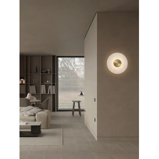 Kinkiet okrągły modern Aprano 40cm LED 3000K imitacja alabastru / złoty mosiądz