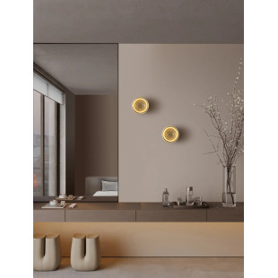 Kinkiet designerski okrągły Luce 15cm LED 3000K transparentny / złoty mosiądz