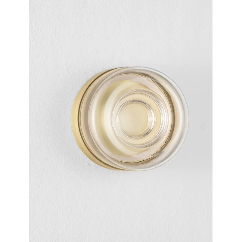 Kinkiet designerski okrągły Luce 15cm LED 3000K transparentny / złoty mosiądz