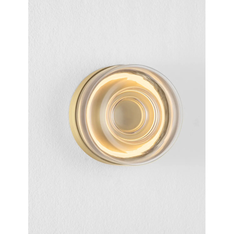 Kinkiet designerski okrągły Luce 15cm LED 3000K transparentny / złoty mosiądz
