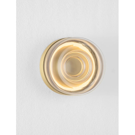 Kinkiet designerski okrągły Luce 15cm LED 3000K transparentny / złoty mosiądz