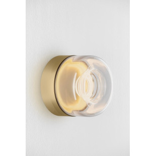 Kinkiet designerski okrągły Luce 15cm LED 3000K transparentny / złoty mosiądz