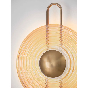 Kinkiet szklany okrągły Marsella II 30cm LED 3000K bursztynowy / złoty mosiądz