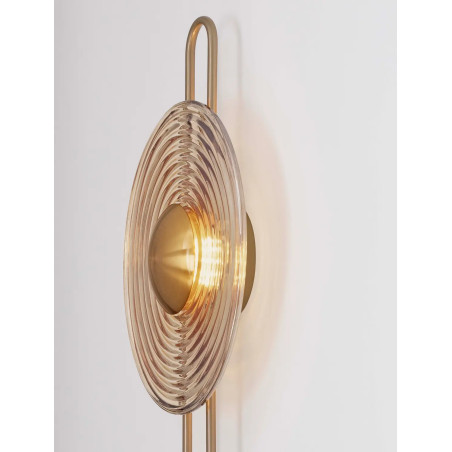 Kinkiet szklany okrągły Marsella II 30cm LED 3000K bursztynowy / złoty mosiądz