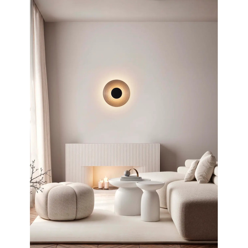 Kinkiet szklany okrągły Marsella 30cm LED 3000K szkło dymione / czarny nikiel