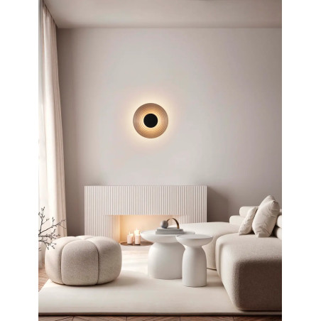 Kinkiet szklany okrągły Marsella 30cm LED 3000K szkło dymione / czarny nikiel