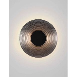 Kinkiet szklany okrągły Marsella 30cm LED 3000K szkło dymione / czarny nikiel
