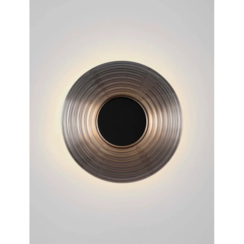 Kinkiet szklany okrągły Marsella 30cm LED 3000K szkło dymione / czarny nikiel