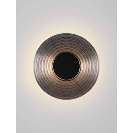 Kinkiet szklany okrągły Marsella 30cm LED 3000K szkło dymione / czarny nikiel