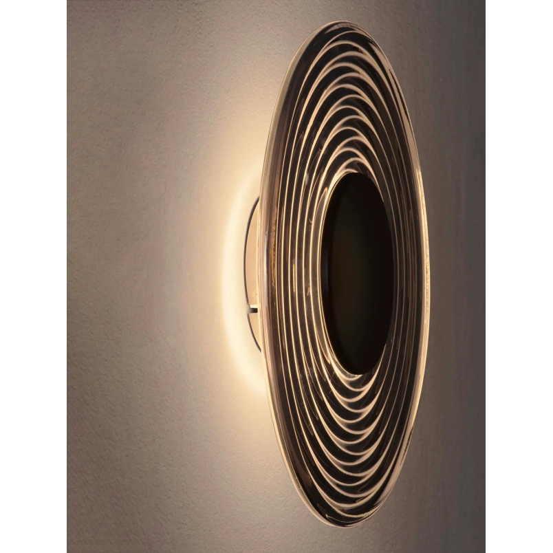 Kinkiet szklany okrągły Marsella 30cm LED 3000K szkło dymione / czarny nikiel
