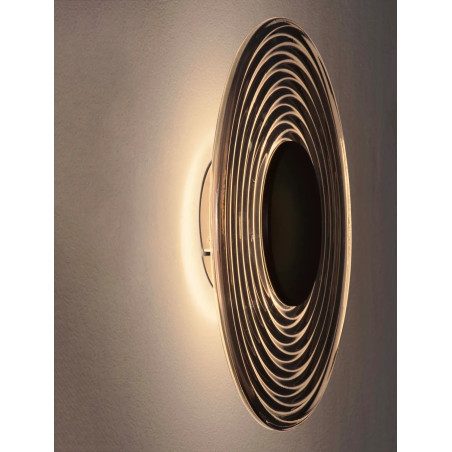 Kinkiet szklany okrągły Marsella 30cm LED 3000K szkło dymione / czarny nikiel