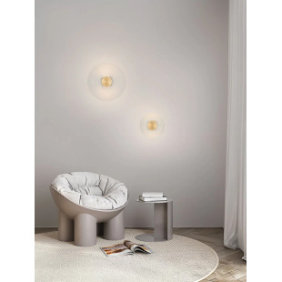 Kinkiet szklany okrągły Rio 20cm LED 3000K złoto-mosiężny metal / przezroczyste szkło 