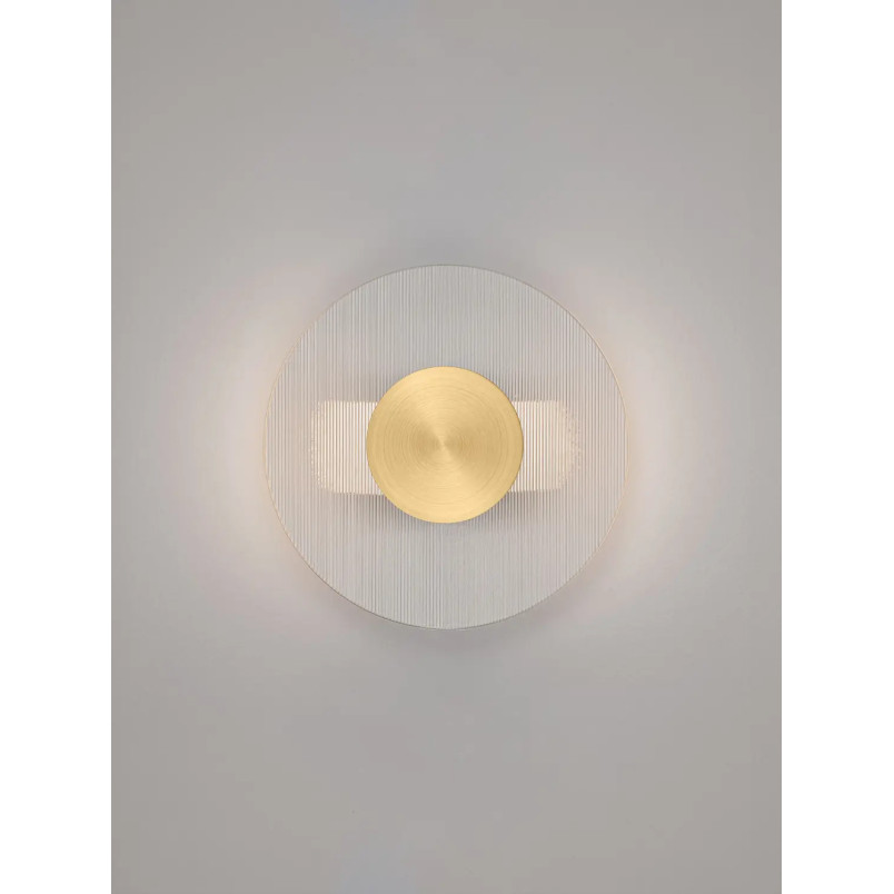Kinkiet szklany okrągły Rio 20cm LED 3000K złoto-mosiężny metal / przezroczyste szkło 