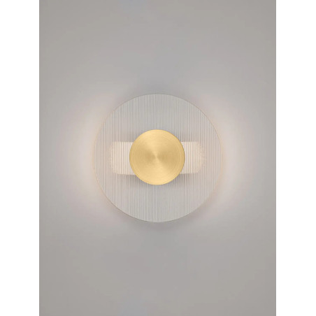 Kinkiet szklany okrągły Rio 20cm LED 3000K złoto-mosiężny metal / przezroczyste szkło 