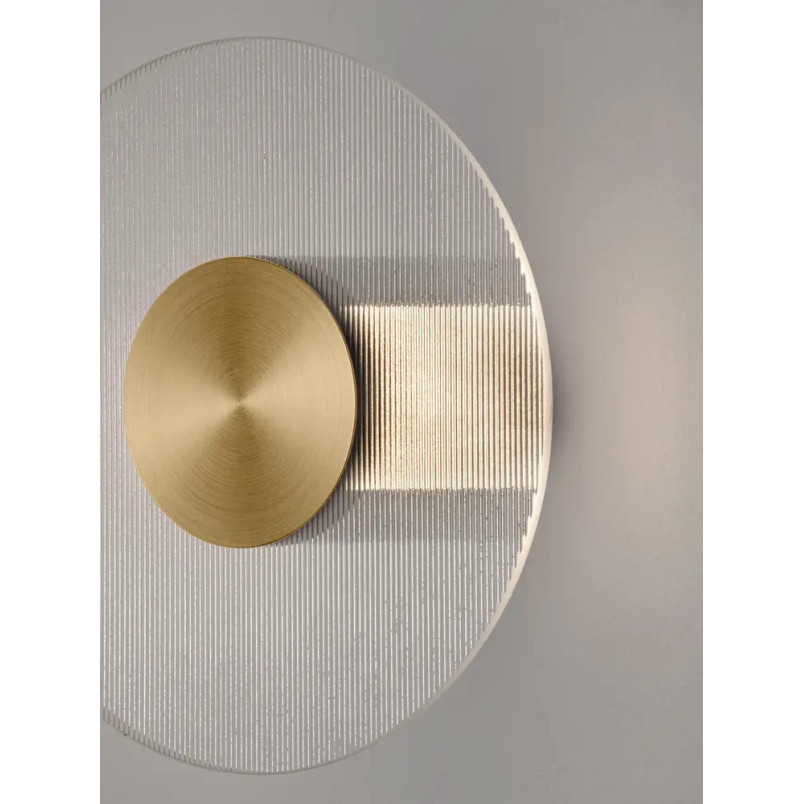 Kinkiet szklany okrągły Rio 20cm LED 3000K złoto-mosiężny metal / przezroczyste szkło 