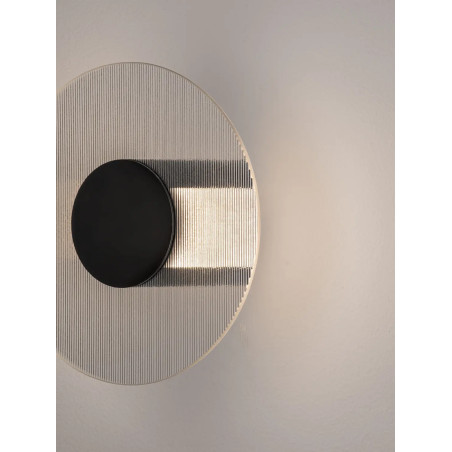 Kinkiet szklany okrągły Rio 20cm LED 3000K czarny metal / przezroczyste szkło 