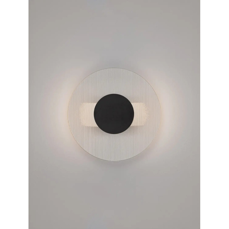 Kinkiet szklany okrągły Rio 20cm LED 3000K czarny metal / przezroczyste szkło 