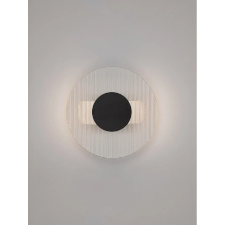 Kinkiet szklany okrągły Rio 20cm LED 3000K czarny metal / przezroczyste szkło 