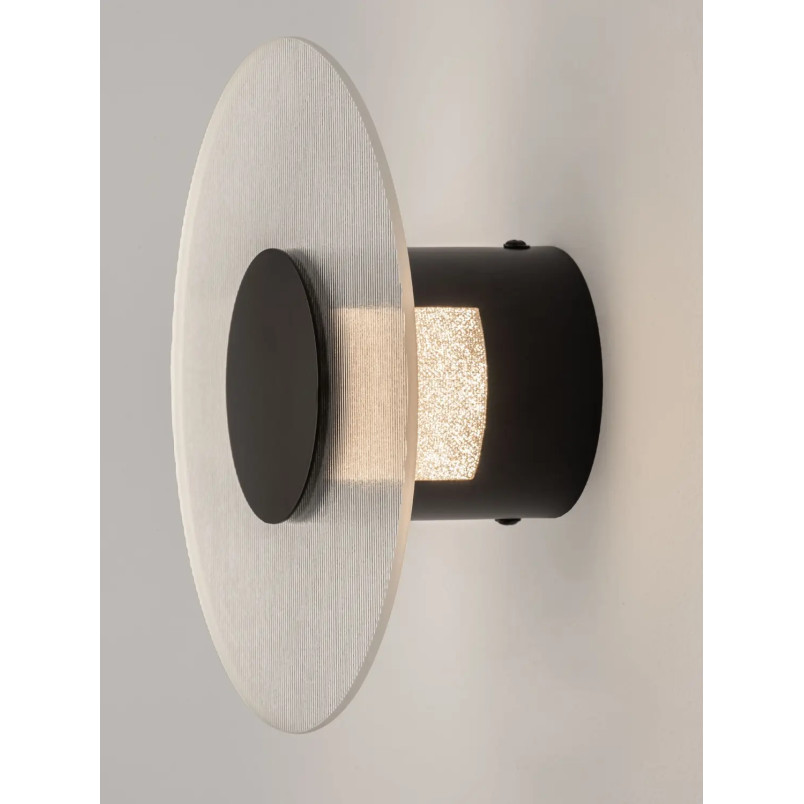 Kinkiet szklany okrągły Rio 20cm LED 3000K czarny metal / przezroczyste szkło 