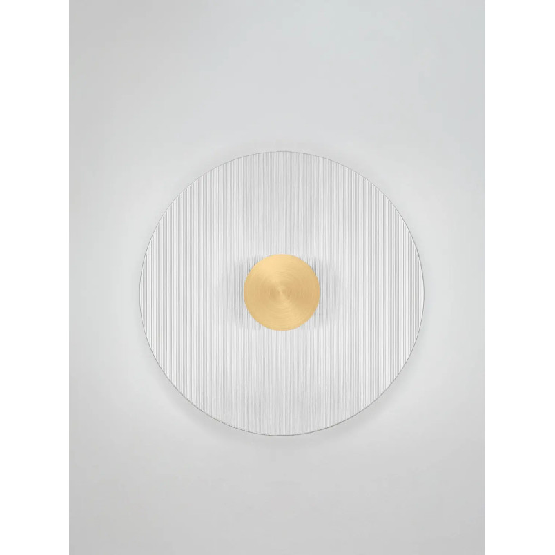 Kinkiet szklany okrągły Rio 30cm LED 3000K złoto-mosiężny metal / przezroczyste szkło 