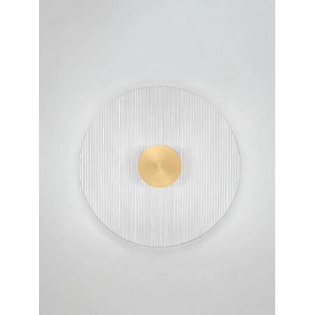 Kinkiet szklany okrągły Rio 30cm LED 3000K złoto-mosiężny metal / przezroczyste szkło 