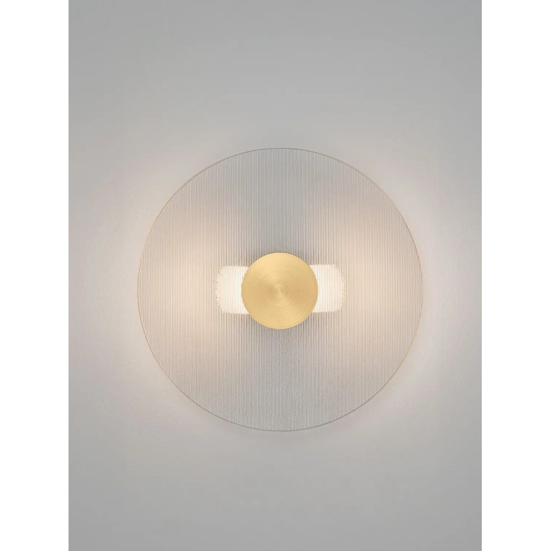 Kinkiet szklany okrągły Rio 30cm LED 3000K złoto-mosiężny metal / przezroczyste szkło 