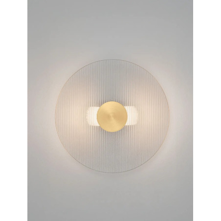 Kinkiet szklany okrągły Rio 30cm LED 3000K złoto-mosiężny metal / przezroczyste szkło 