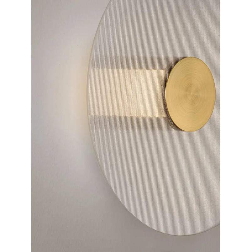 Kinkiet szklany okrągły Rio 30cm LED 3000K złoto-mosiężny metal / przezroczyste szkło 