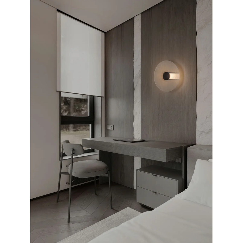 Kinkiet szklany okrągły Rio 30cm LED 3000K czarny metal / przezroczyste szkło 