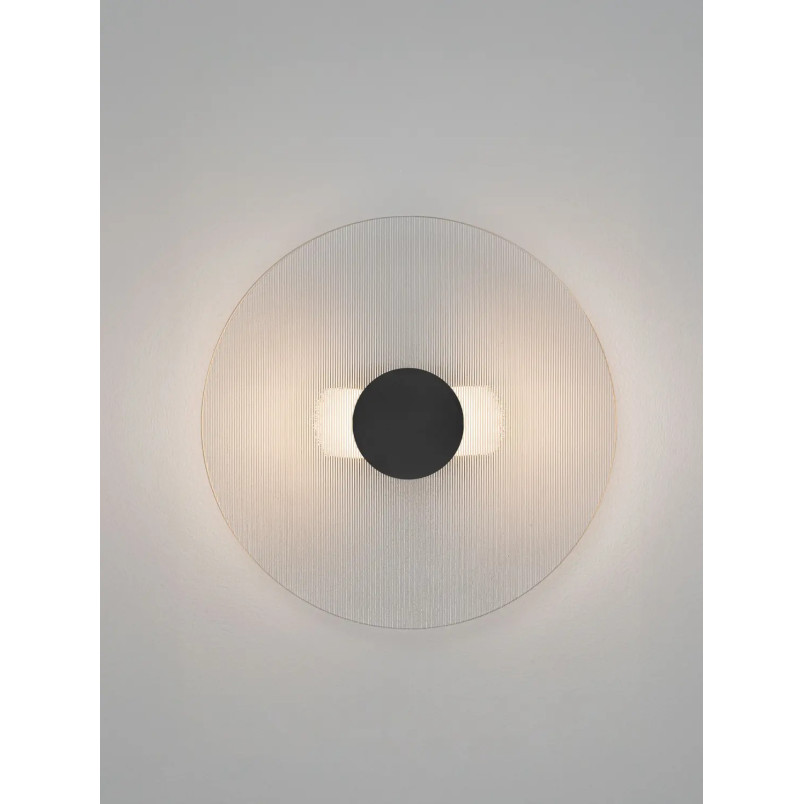 Kinkiet szklany okrągły Rio 30cm LED 3000K czarny metal / przezroczyste szkło 