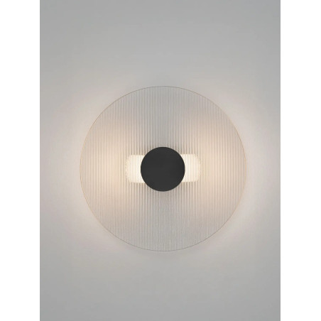 Kinkiet szklany okrągły Rio 30cm LED 3000K czarny metal / przezroczyste szkło 