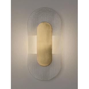 Kinkiet szklany owalny Rio 30cm LED 3000K złoto-mosiężny metal / przezroczyste szkło 