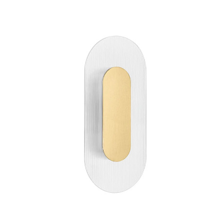 Kinkiet szklany owalny Rio 30cm LED 3000K złoto-mosiężny metal / przezroczyste szkło 