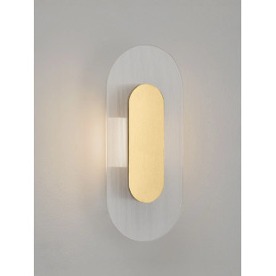 Kinkiet szklany owalny Rio 30cm LED 3000K złoto-mosiężny metal / przezroczyste szkło 