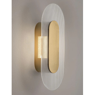 Kinkiet szklany owalny Rio 30cm LED 3000K złoto-mosiężny metal / przezroczyste szkło 