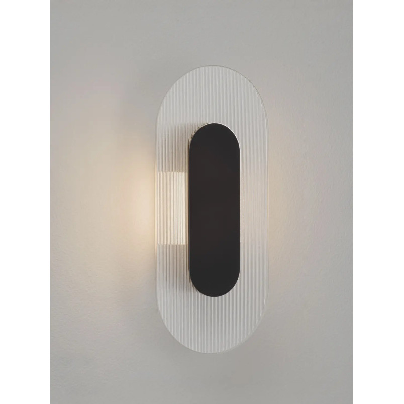 Kinkiet szklany owalny Rio 30cm LED 3000K czany metal / przezroczyste szkło 
