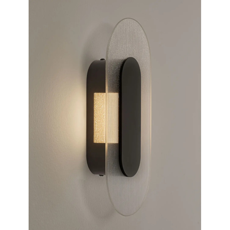 Kinkiet szklany owalny Rio 30cm LED 3000K czany metal / przezroczyste szkło 