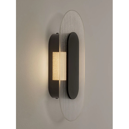 Kinkiet szklany owalny Rio 30cm LED 3000K czany metal / przezroczyste szkło 