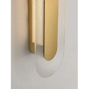 Kinkiet szklany owalny Rio 50cm LED 3000K złoto-mosiężny metal / przezroczyste szkło 