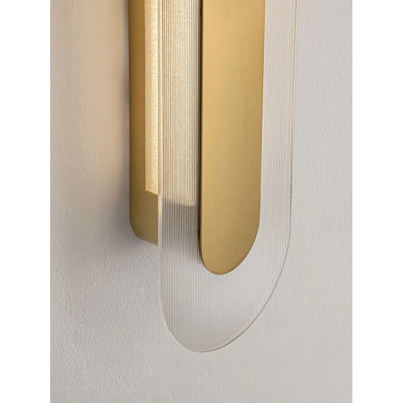 Kinkiet szklany owalny Rio 50cm LED 3000K złoto-mosiężny metal / przezroczyste szkło 