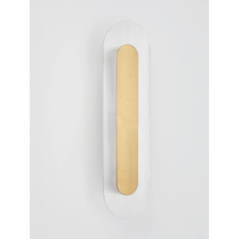 Kinkiet szklany owalny Rio 50cm LED 3000K złoto-mosiężny metal / przezroczyste szkło 