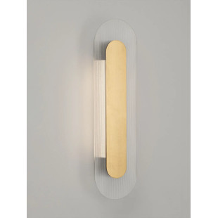 Kinkiet szklany owalny Rio 50cm LED 3000K złoto-mosiężny metal / przezroczyste szkło 