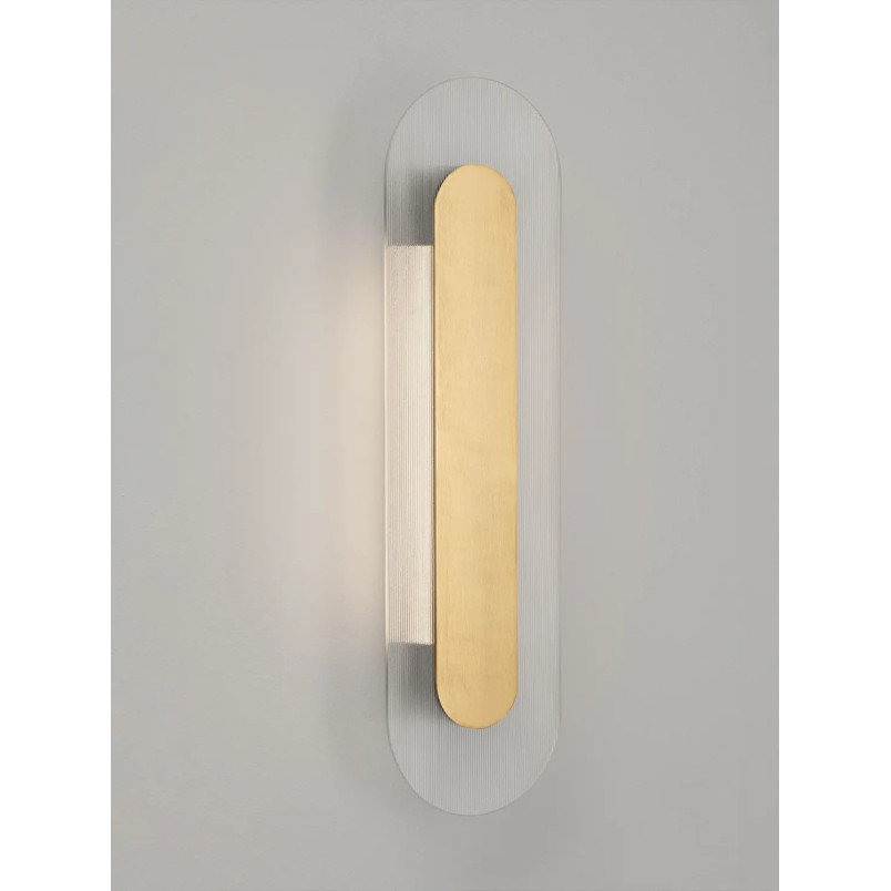 Kinkiet szklany owalny Rio 50cm LED 3000K złoto-mosiężny metal / przezroczyste szkło 