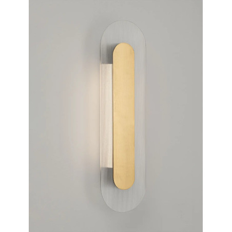 Kinkiet szklany owalny Rio 50cm LED 3000K złoto-mosiężny metal / przezroczyste szkło 