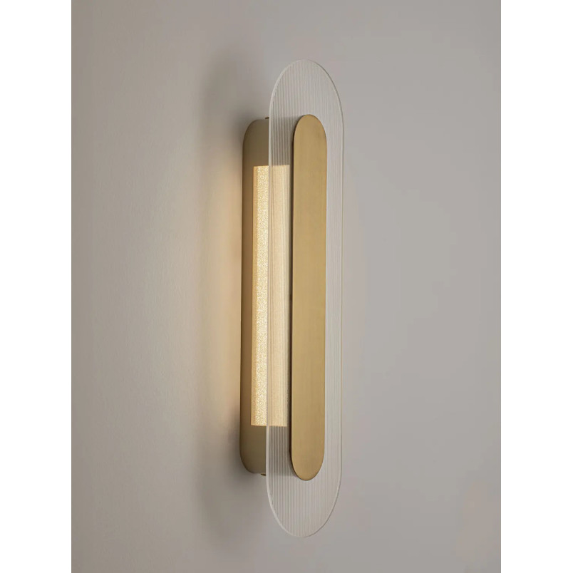 Kinkiet szklany owalny Rio 50cm LED 3000K złoto-mosiężny metal / przezroczyste szkło 