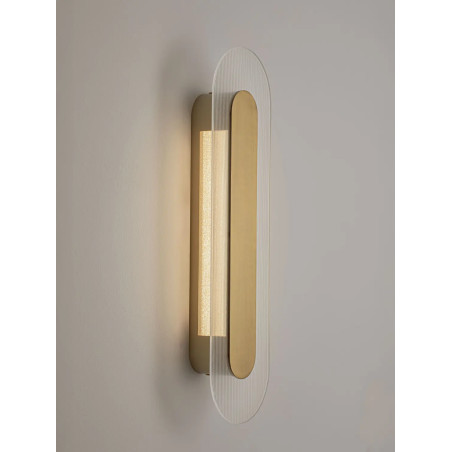 Kinkiet szklany owalny Rio 50cm LED 3000K złoto-mosiężny metal / przezroczyste szkło 