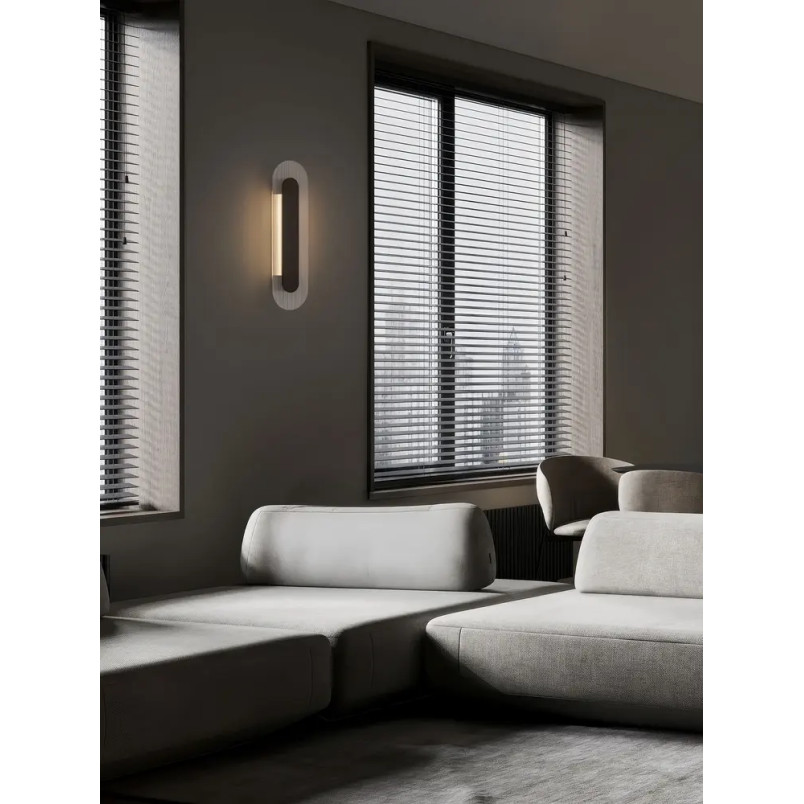 Kinkiet szklany owalny Rio 50cm LED 3000K czany metal / przezroczyste szkło 